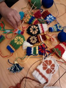 A sampling of the mittens knit during Laura Rickett's class.